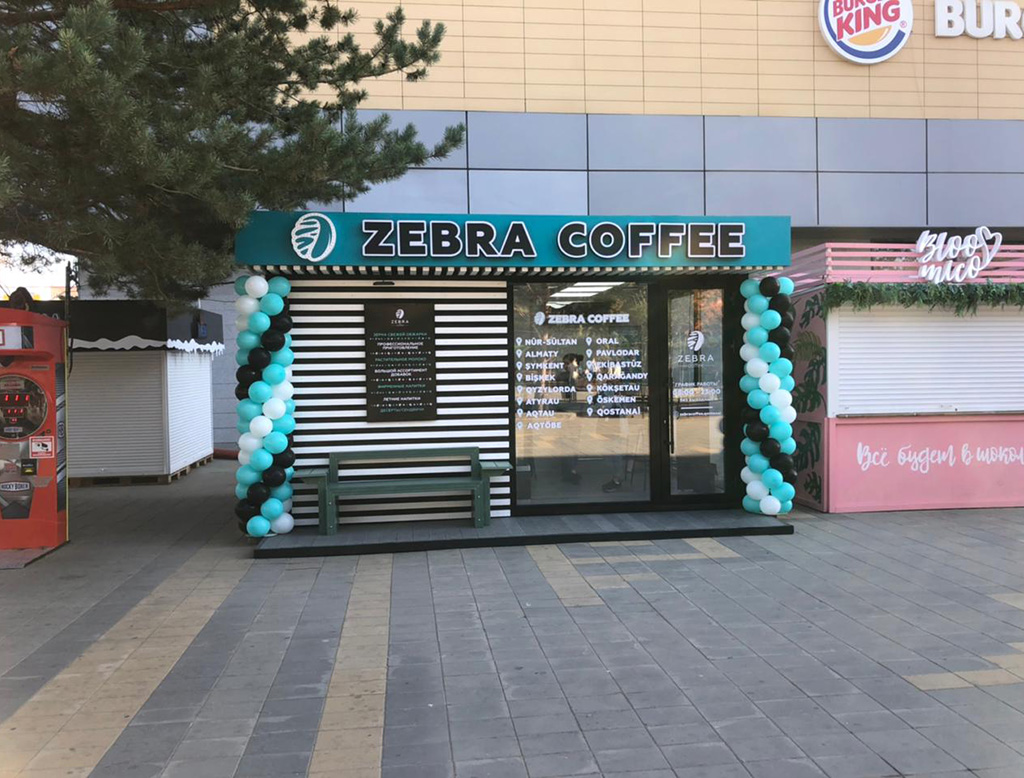 Фото установленного торгового павильона Zebra Coffee – ТОО «Темір Астана»